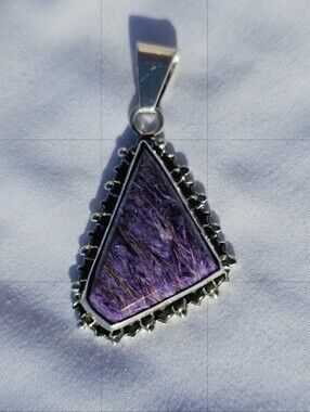 Vintage Jay King DTR 925 Large Charoite Statement Pendant 12g